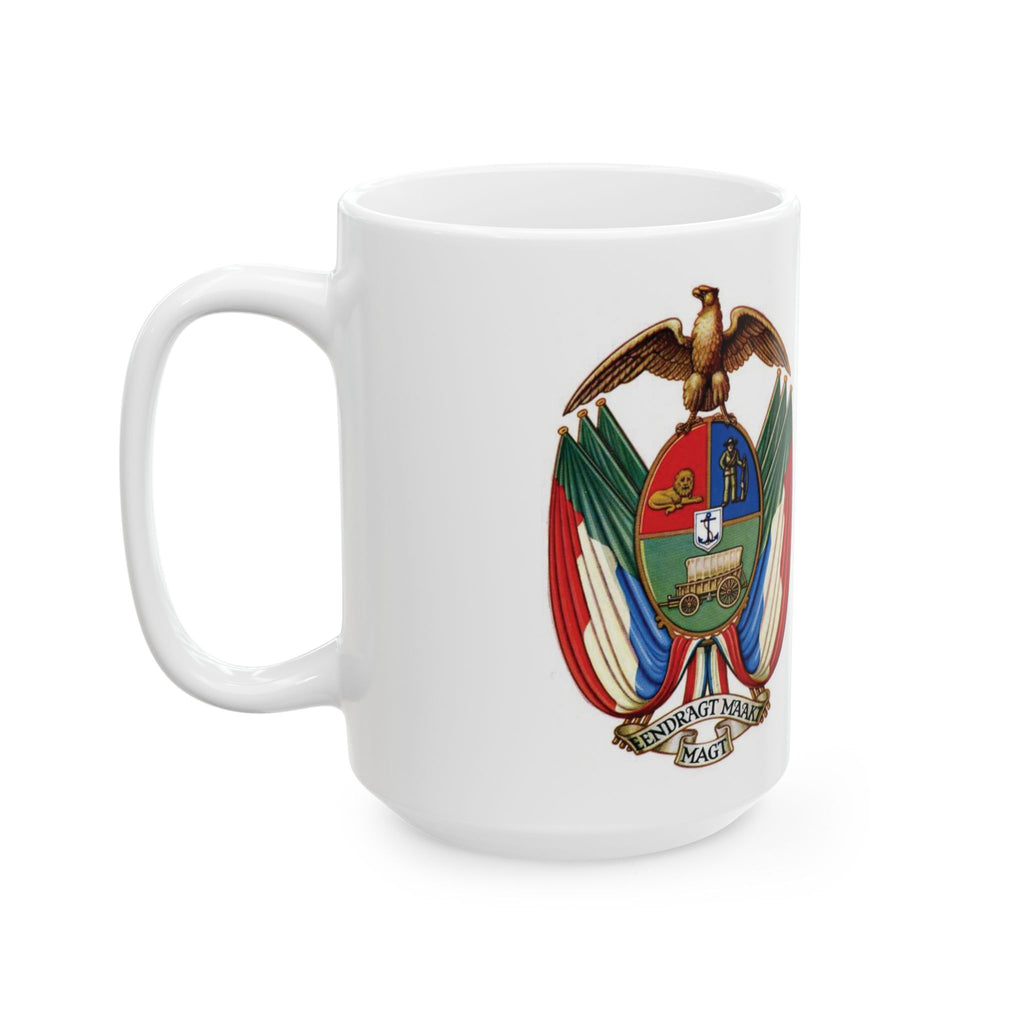 Boerkom Mug — Vintage South African Coat of Arms Ceramic Coffee Cup (11oz/15oz)