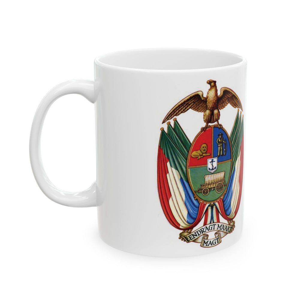 Boerkom Mug — Vintage South African Coat of Arms Ceramic Coffee Cup (11oz/15oz)