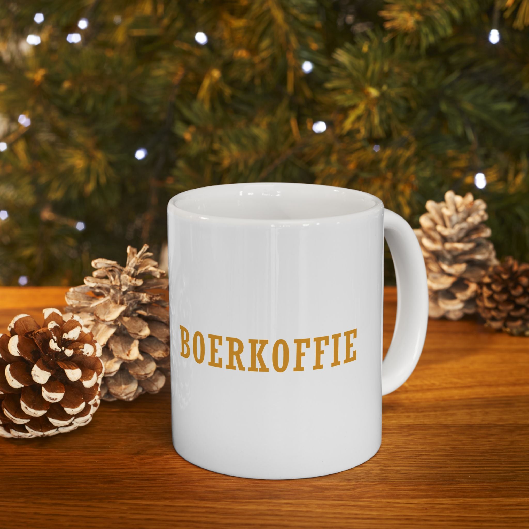 Boerkom Mug — Vintage South African Coat of Arms Ceramic Coffee Cup (11oz/15oz)