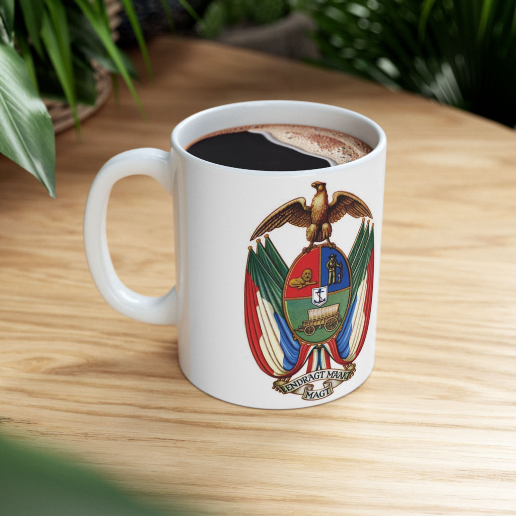 Boerkom Mug — Vintage South African Coat of Arms Ceramic Coffee Cup (11oz/15oz)